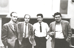 Christian Wolff, Earle Brown, John Cage, and Morton Feldman, Capitol Records Studio, New York City, ca. 1962
